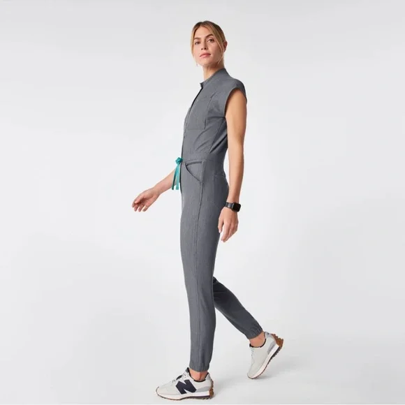 Figs Gray  Scrub Jumpsuit - Picture 2 of 4